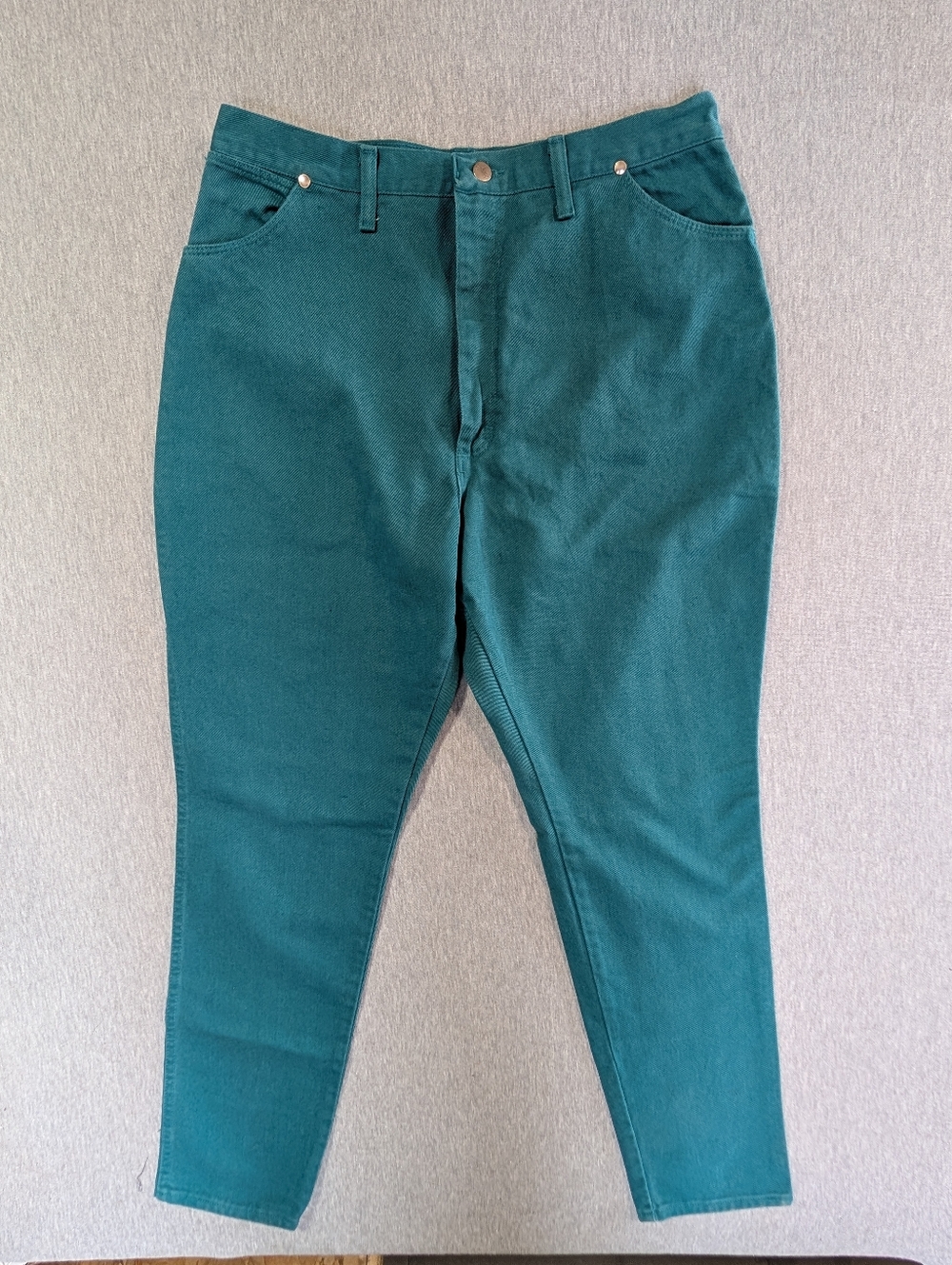 Vintage Wrangler High Rise Mom Jeans 19/20 X 34 Green No Back Pockets
